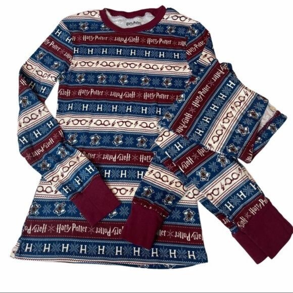 Harry Potter Themed  Youth 2pc Cotton Pajama Set XS Hogworts Magic Wizard - Picture 1 of 14